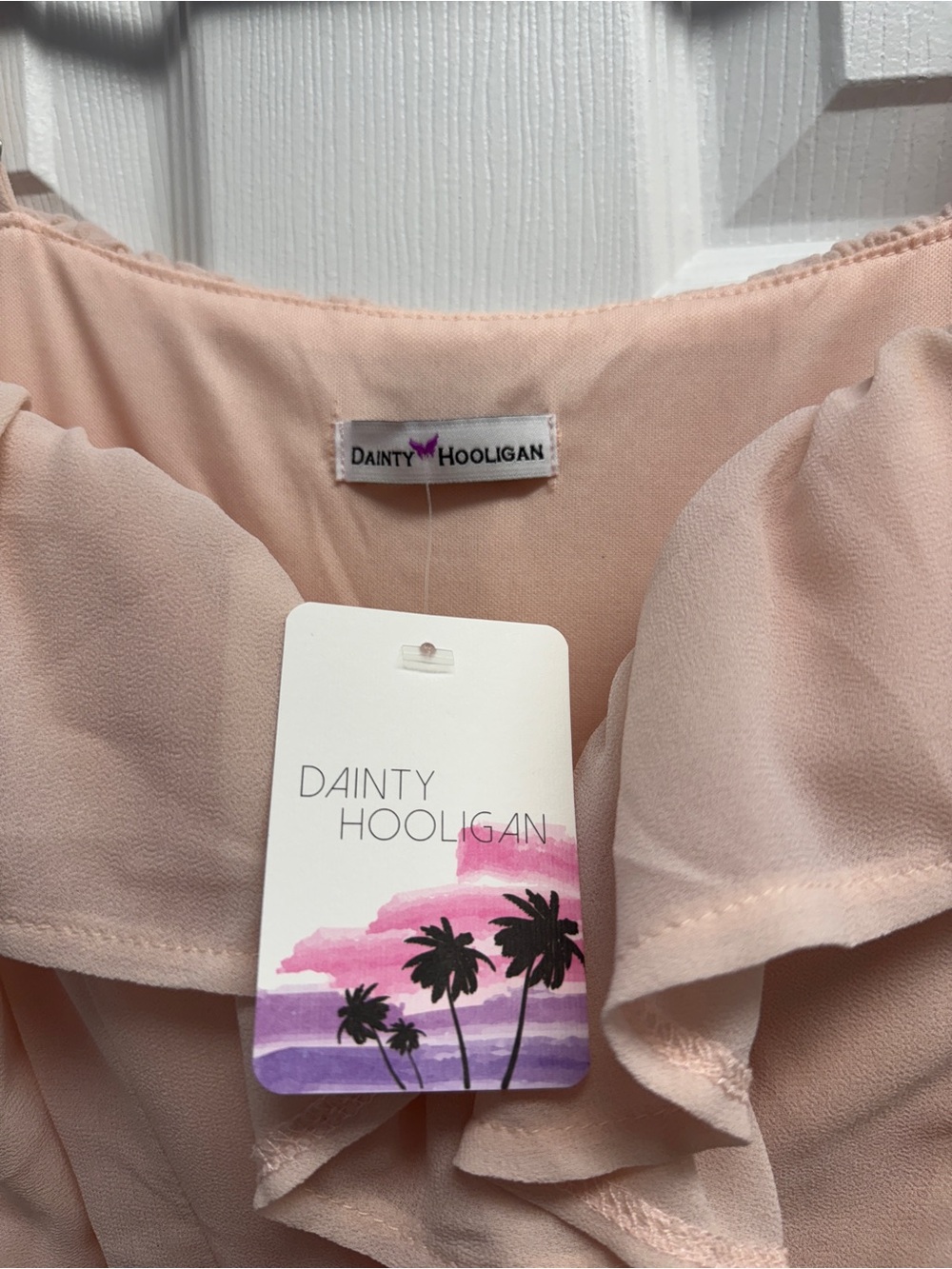 Dainty Hooligan Blush Pink Ruffle Mini Dress - Picture 4 of 5